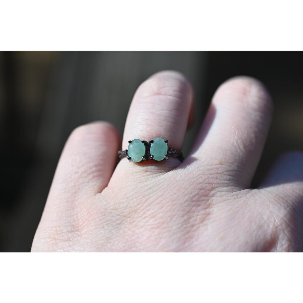 Emerald engagement ring size 7 925 sterling silver